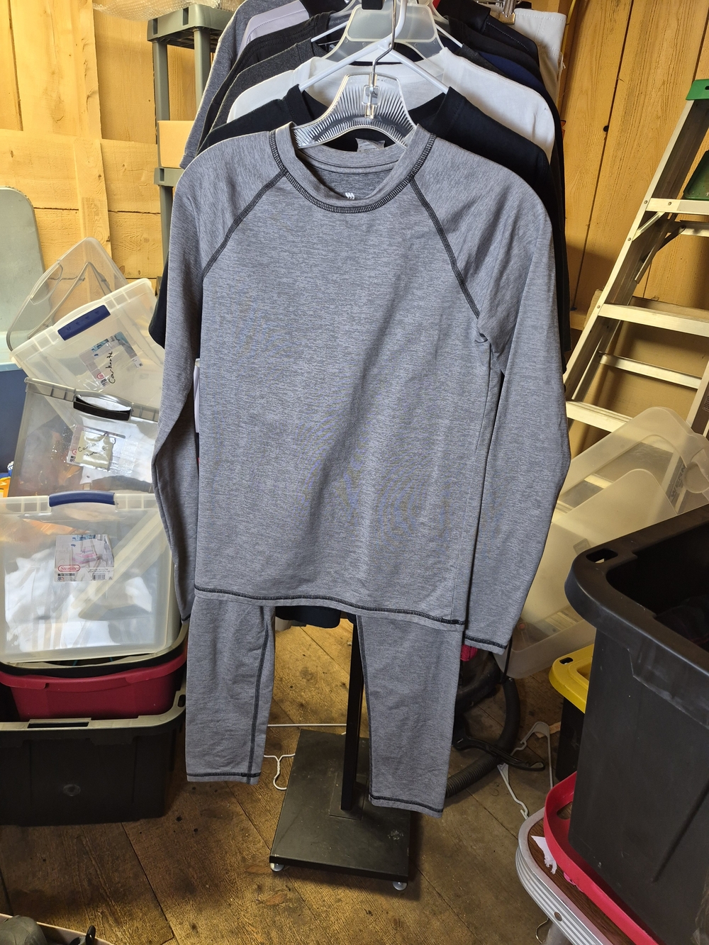 all in motion Gray Kids Long Sleeve Thermal Pajama Set Bin 49